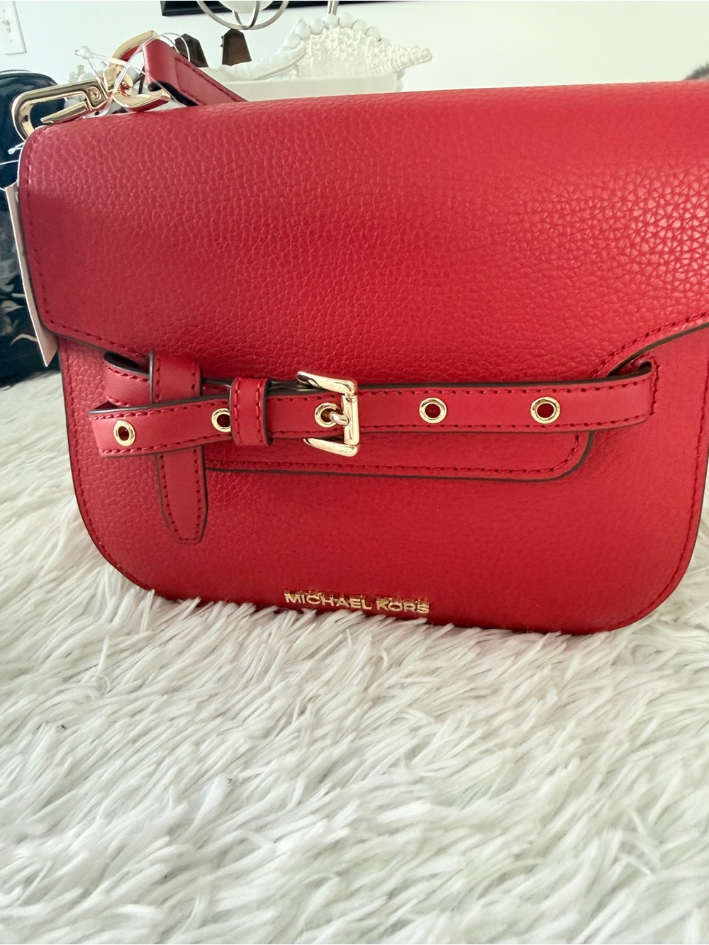 Michael Kors Emilia Red Leather Crossbody Bag NWT